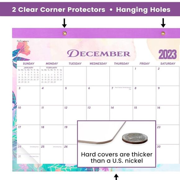 Desk Calendar 2023-2024 17x12 Wall 3 Pk Thick Paper & Notes Section Teacher S - Picture 9 of 13